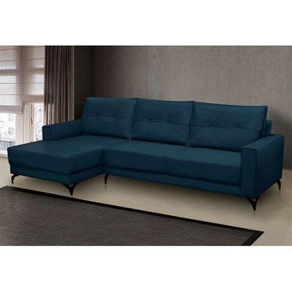 Imagem de Sofá 4 Lugares Heros com Chaise Esquerdo Veludo Azul