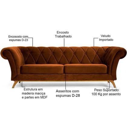 Imagem de Sofá 4 Lugares Império 260 Cm Veludo Telha C-262