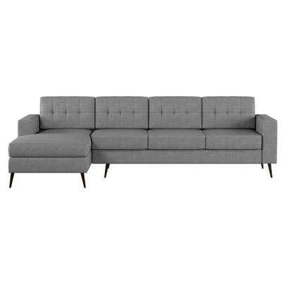 Imagem de Sofá 4 Lugares Joy com Chaise Esquerdo Pé Palito Linho Cotton Cinza