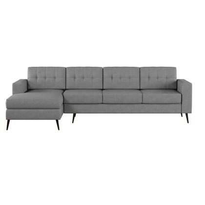 Sofá 4 Lugares Joy com Chaise Esquerdo Pé Palito Linho Cotton Cinza - Mobly Imagem de Sofá 4 Lugares Joy com Chaise Esquerdo Pé Palito Linho Cotton Cinza