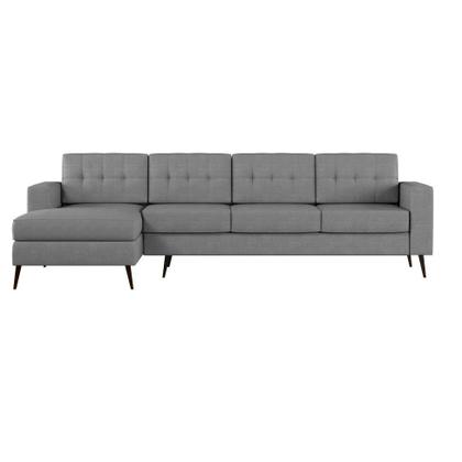 Sofá 4 Lugares Leave com Chaise Esquerdo Pé Palito Linho Cotton Cinza - Mobly Imagem de Sofá 4 Lugares Leave com Chaise Esquerdo Pé Palito Linho Cotton Cinza
