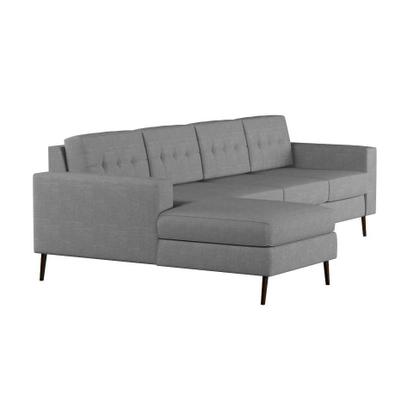 Sofá 4 Lugares Leave com Chaise Esquerdo Pé Palito Linho Cotton Cinza - Mobly Imagem de Sofá 4 Lugares Leave com Chaise Esquerdo Pé Palito Linho Cotton Cinza