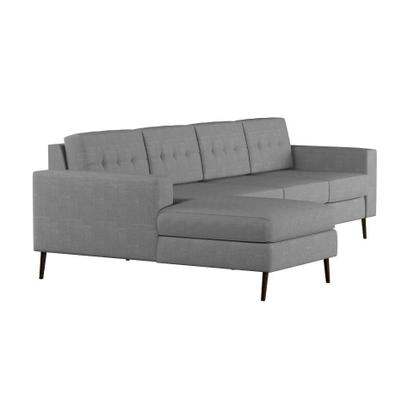 Imagem de Sofá 4 Lugares Life com Chaise Esquerdo Pé Palito Linho Cotton Cinza