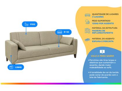 Imagem de Sofá 4 Lugares Linho Lyon A2 Linoforte