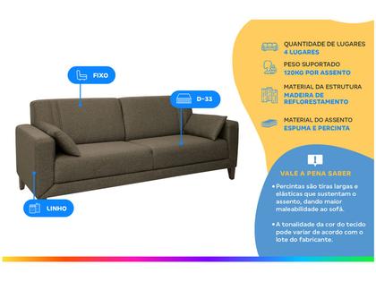 Imagem de Sofá 4 Lugares Linho Lyon A2 Linoforte