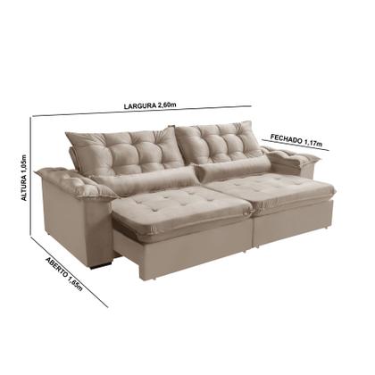 Imagem de Sofá 4 Lugares LISBOA 2,60 Metros Bege Retrátil Reclinável com molas ensacadas - Sofá na Web