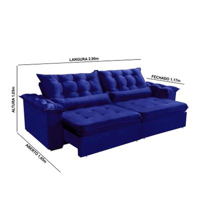 Imagem de Sofá 4 Lugares LISBOA 2,90 Metros AZUL Retrátil Reclinável com molas ensacadas - Sofá na Web