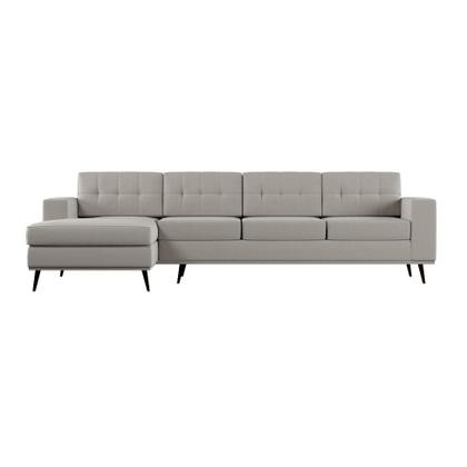 Imagem de Sofá 4 Lugares Live com Chaise Esquerdo Pé Palito Linho Cotton Cru