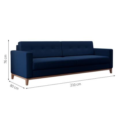 Sofá 4 Lugares Living Base de Madeira Linho Cotton Azul Marinho - Mobly Imagem de Sofá 4 Lugares Living Base de Madeira Linho Cotton Azul Marinho