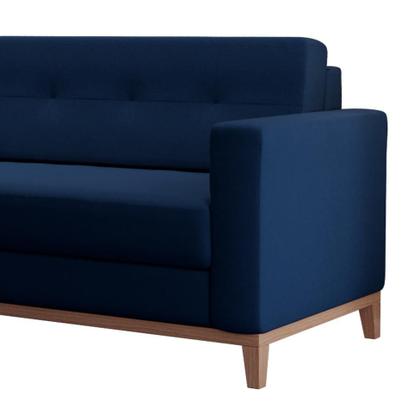 Sofá 4 Lugares Living Base de Madeira Linho Cotton Azul Marinho - Mobly Imagem de Sofá 4 Lugares Living Base de Madeira Linho Cotton Azul Marinho