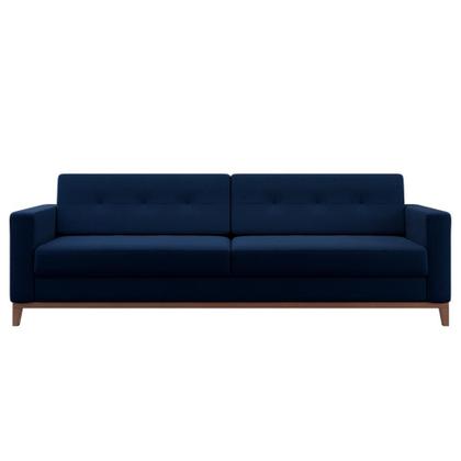 Sofá 4 Lugares Living Base de Madeira Linho Cotton Azul Marinho - Mobly Imagem de Sofá 4 Lugares Living Base de Madeira Linho Cotton Azul Marinho