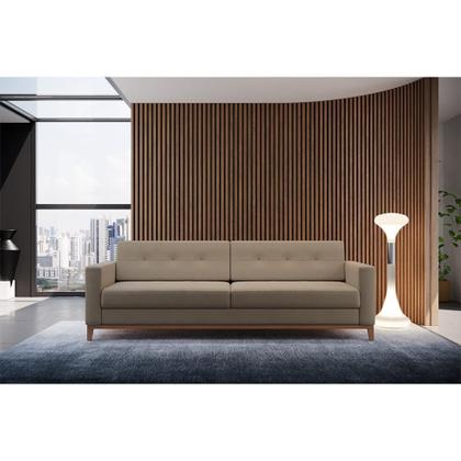 Imagem de Sofá 4 Lugares Living Base de Madeira Linho Cotton Bege