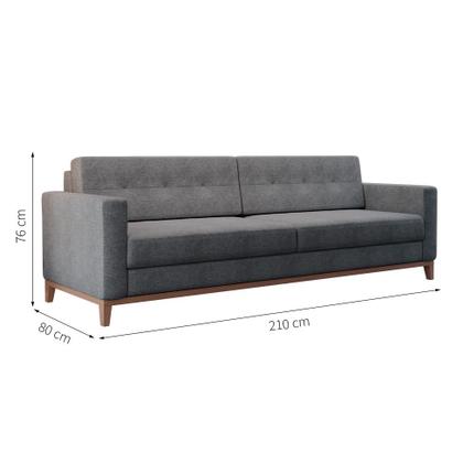 Imagem de Sofá 4 Lugares Living Base de Madeira Linho Cotton Cinza