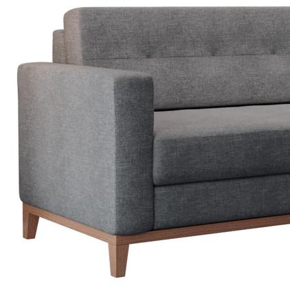 Imagem de Sofá 4 Lugares Living Base de Madeira Linho Cotton Cinza