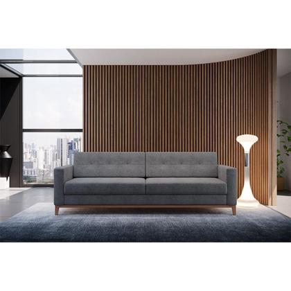 Imagem de Sofá 4 Lugares Living Base de Madeira Linho Cotton Cinza