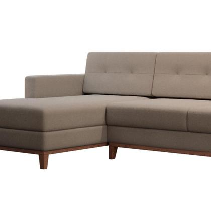 Imagem de Sofá 4 Lugares Living com Chaise Esquerdo Pés e Base em Madeira Linho Cotton Bege