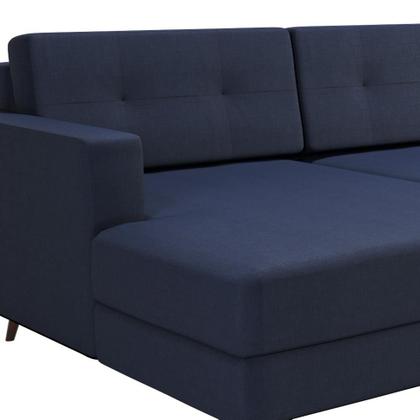 Imagem de Sofá 4 Lugares Living com Chaise Pé Palito Linho Cotton Azul Marinho