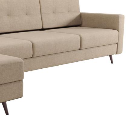 Imagem de Sofá 4 Lugares Living com Chaise Pé Palito Linho Cotton Bege