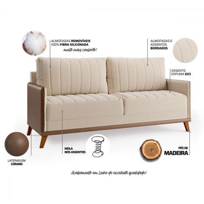 Imagem de Sofá 4 Lugares Living Linho/Bronze - Viero Móveis