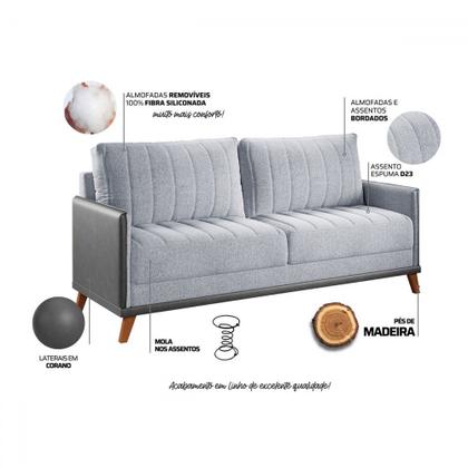 Imagem de Sofá 4 Lugares Living Linho/Inox - Viero Móveis