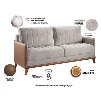 Imagem de Sofá 4 Lugares Living Linho/Kaki - Viero Móveis