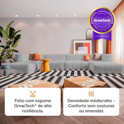 Sofá 4 lugares Modular com 2 Apoios Puff Sofá na Caixa em Boucle com 6 Módulos 3,44m Imagem de Sofá 4 lugares Modular com 2 Apoios Puff Sofá na Caixa em Boucle com 6 Módulos 3,44m