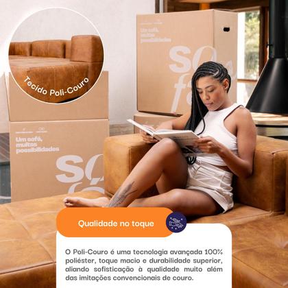 Sofá 4 lugares Modular com 2 Apoios Puff Sofá na Caixa em Boucle com 6 Módulos 3,44m Imagem de Sofá 4 lugares Modular com 2 Apoios Puff Sofá na Caixa em Boucle com 6 Módulos 3,44m