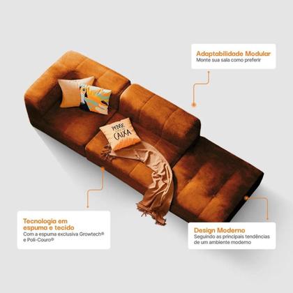 Sofá 4 lugares Modular com 2 Apoios Puff Sofá na Caixa em Boucle com 6 Módulos 3,44m Imagem de Sofá 4 lugares Modular com 2 Apoios Puff Sofá na Caixa em Boucle com 6 Módulos 3,44m