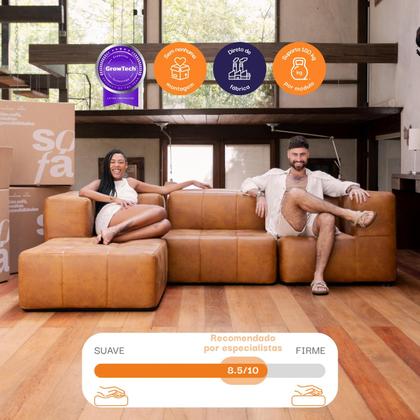 Sofá 4 lugares Modular com 2 Apoios Puff Sofá na Caixa em Boucle com 6 Módulos 3,44m Imagem de Sofá 4 lugares Modular com 2 Apoios Puff Sofá na Caixa em Boucle com 6 Módulos 3,44m