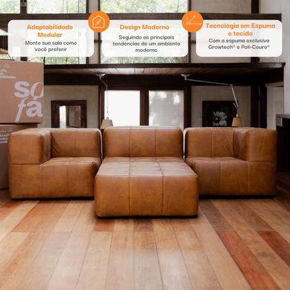 Sofá 4 lugares Modular com 2 Apoios Puff Sofá na Caixa em Boucle com 6 Módulos 3,44m Imagem de Sofá 4 lugares Modular com 2 Apoios Puff Sofá na Caixa em Boucle com 6 Módulos 3,44m