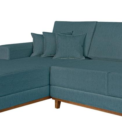 Imagem de Sofá 4 Lugares Mônaco Com Chaise Esquerdo Linho Azul Claro