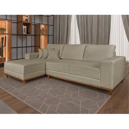 Imagem de Sofá 4 Lugares Mônaco Com Chaise Esquerdo Linho Bege