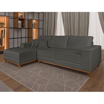 Imagem de Sofá 4 Lugares Mônaco Com Chaise Esquerdo Linho Cinza