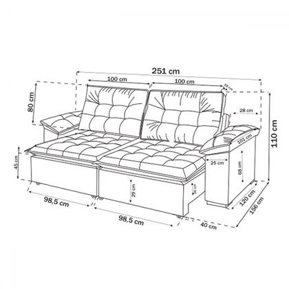Imagem de Sófa 4 Lugares Mozart Retrátil e Reclinável Rosa - Viero Móveis
