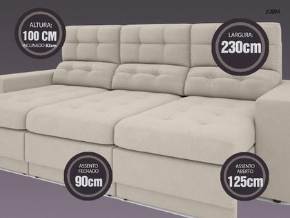 Imagem de Sofá 4 Lugares Net Jobim Assento Retrátil e Reclinável Areia 2,30m (L)