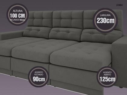 Sofá 4 Lugares Net Jobim Assento Retrátil e Reclinável Cinza 2,30m (L) - NETSOFAS Imagem de Sofá 4 Lugares Net Jobim Assento Retrátil e Reclinável Cinza 2,30m (L)