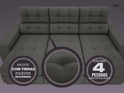 Sofá 4 Lugares Net Jobim Assento Retrátil e Reclinável Cinza 2,30m (L) - NETSOFAS Imagem de Sofá 4 Lugares Net Jobim Assento Retrátil e Reclinável Cinza 2,30m (L)