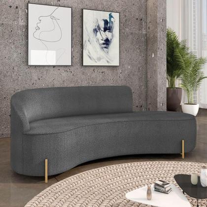 Imagem de Sofá 4 Lugares Orgânico 220cm Pé Dourado Morgan Bouclê Grafite D03 - D'rossi