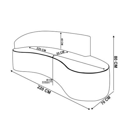 Imagem de Sofá 4 Lugares Orgânico 220cm Pé Dourado Morgan Bouclê Grafite D03 - D'rossi