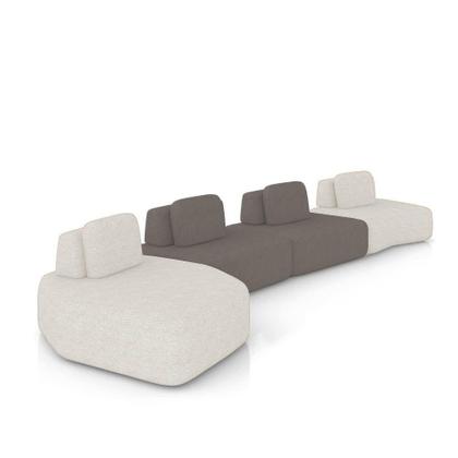 Imagem de Sofá 4 Lugares Orgânico Com Chaise E 3 Módulos Berlim Bouclê Off K01 - D'rossi Off White-grafite