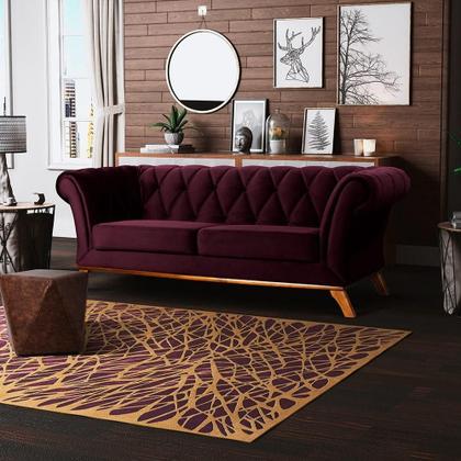 Imagem de Sofá 4 Lugares Para Sala de Estar Império 280 cm D02 Veludo Roxo Grape C-292 - Lyam Decor