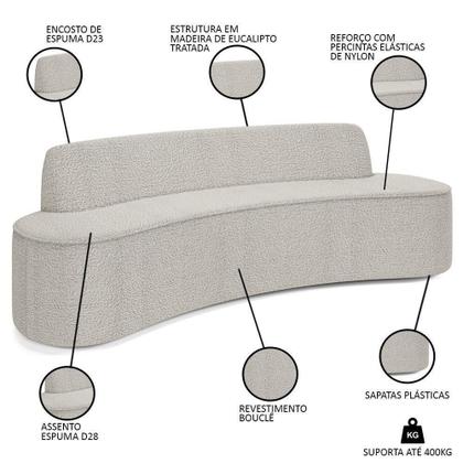 Imagem de Sofá 4 Lugares Para Sala De Estar Living 230cm Koane D06 Bouclê Creme - Mpozenato