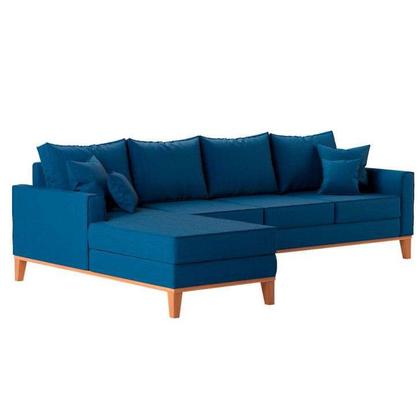Sofá 4 Lugares Pasco Com Chaise Esquerdo Linho Azul Marinho - Mobly Imagem de Sofá 4 Lugares Pasco Com Chaise Esquerdo Linho Azul Marinho