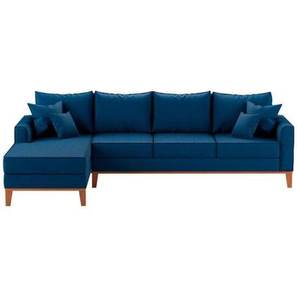 Sofá 4 Lugares Pasco Com Chaise Esquerdo Linho Azul Marinho - Mobly Imagem de Sofá 4 Lugares Pasco Com Chaise Esquerdo Linho Azul Marinho