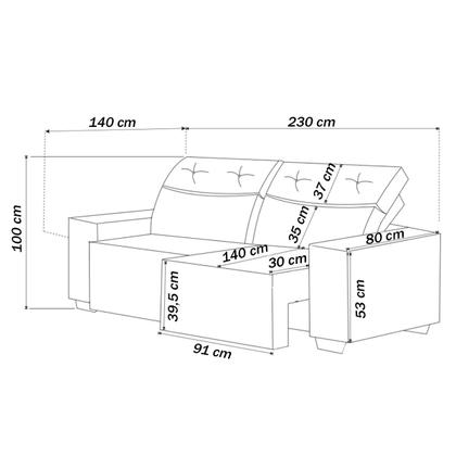 Imagem de Sofá 4 Lugares Reclinável e Retrátil Socrates Azul Infinito - Viero Móveis