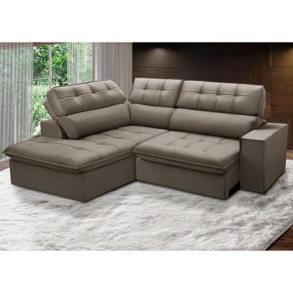 Imagem de Sofá 4 Lugares Retrátil e Reclinável Arezzo com Chaise Esquerdo Veludo Castor