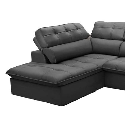 Imagem de Sofá 4 Lugares Retrátil e Reclinável Arezzo com Chaise Esquerdo Veludo Chumbo