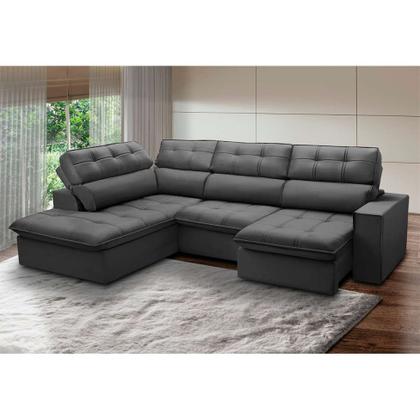 Imagem de Sofá 4 Lugares Retrátil e Reclinável Arezzo com Chaise Esquerdo Veludo Chumbo