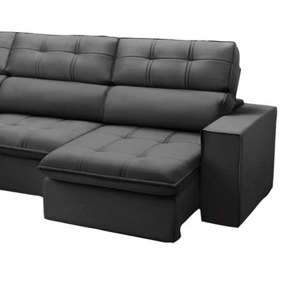 Imagem de Sofá 4 Lugares Retrátil e Reclinável Arezzo com Chaise Esquerdo Veludo Chumbo