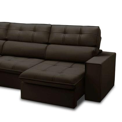 Imagem de Sofá 4 Lugares Retrátil e Reclinável Arezzo com Chaise Esquerdo Veludo Marrom